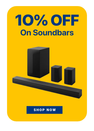 10 10 10 promo – 10% off soundbars, smart TVs, and Apple Watches, limited-time offer.