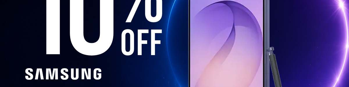 Samsung Galaxy Phones and Galaxy Watches promo banner with 10 percent discount code GALAXY10 