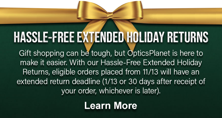 Hassle-Free Extended Returns for eligible orders placed from 11/13 to 1/13; 30 days after receipt of your order