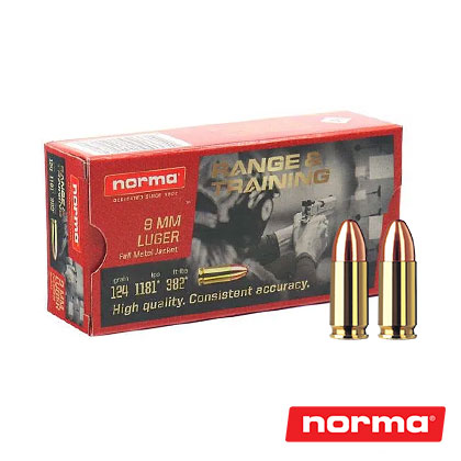 Range Training FMJ 9mm Luger 124 Grain, 50 Rounds