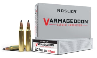 Nosler Varmageddon .223 Remington 53 Grain Flat Base Tipped Brass Cased Rifle Ammunition
