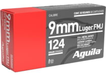 Aguila Ammunition 9mm Luger 124 Grain Full Metal Jacket Brass Case Pistol Ammunition