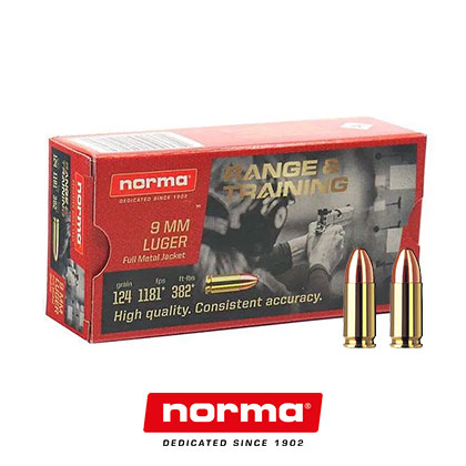 Range Training FMJ&nbsp;9mm&nbsp;Luger 124 Grain FMJ, 50 Rounds