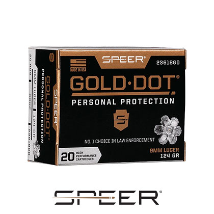 Gold Dot&nbsp;9mm&nbsp;Luger
124 Grain Hollow Point, 20 Rounds