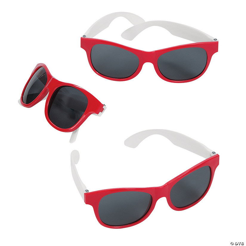 Adults Red & White Two-Tone Sunglasses - 12 Pc.