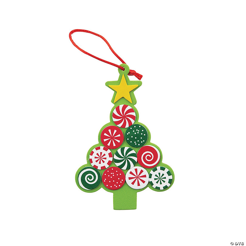 3" x 5" Candy Tree Christmas Ornament Green & Red Craft Kit - Makes 12