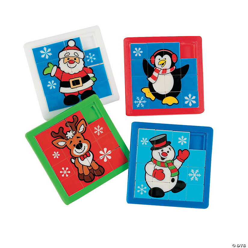 2 1/2" Mini Holiday Characters Plastic Slide Puzzles - 12 Pc.