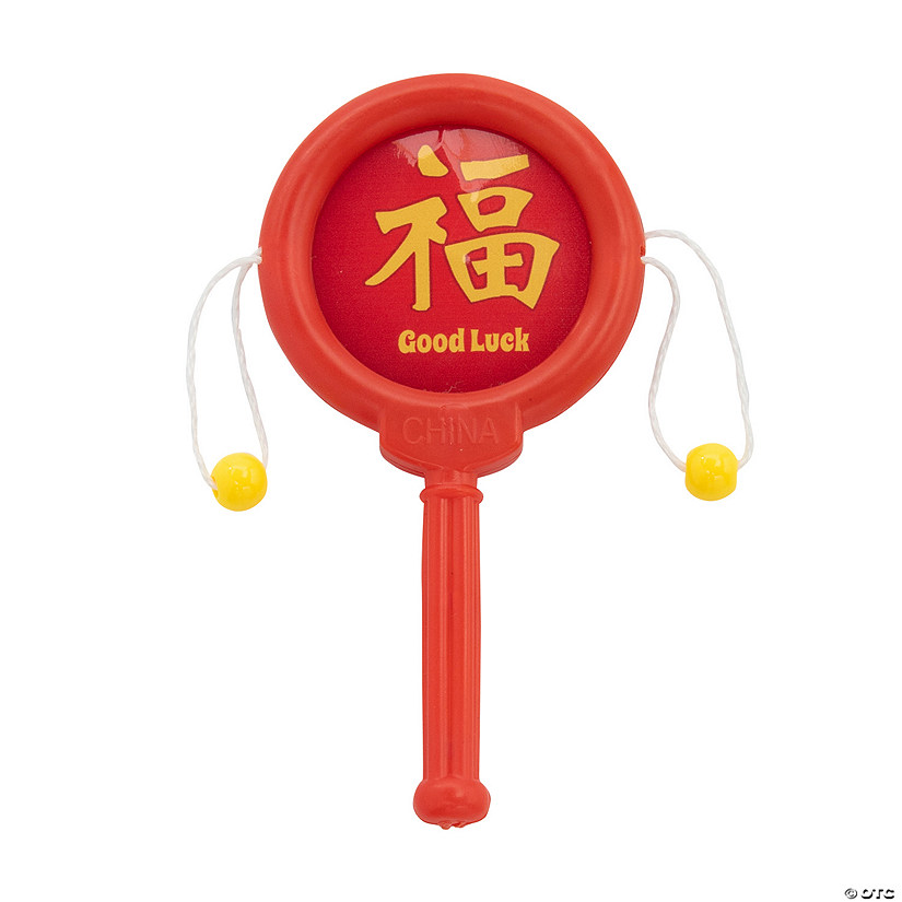 2" x 4" Mini Lunar New Year Lucky Red Drum Noisemakers - 12 Pc.