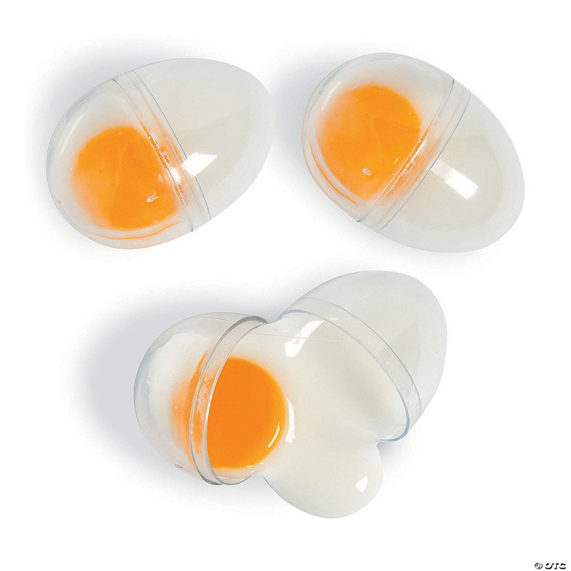 2 1/2" Egg Yolk Slime-Filled Plastic Easter Eggs - 12 Pc.