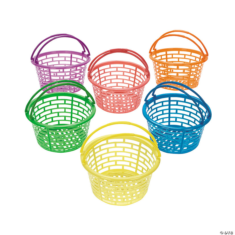 Bright Round Plastic Easter Baskets - 12 Pc.