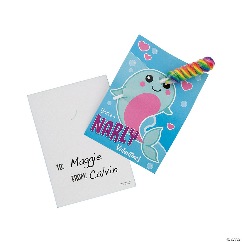 Lollipops Valentine Exchanges with Narwhal Card for 24