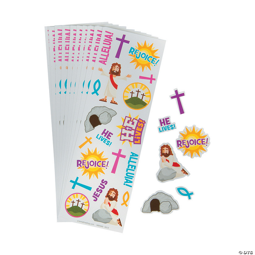 Bulk 24 Pc. He Lives Rejoice Sticker Sheets