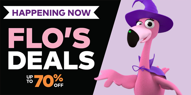 Happening Now Flo's Deals up to 70% Off. 