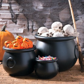 8"-16" Black Cauldrons Plastic Halloween Decorations - 3 Pc.