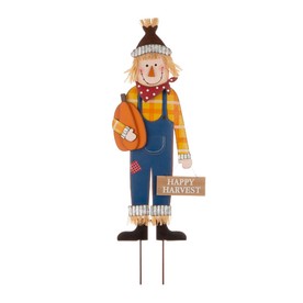 Glitzhome 36"H Fall Metal Scarecrow Yard Stake / Standing/Hanging Sign (KD, Three Function)