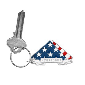 Memorial Day Metal Keychain with Enamel Flag Charm - 12 Pc.