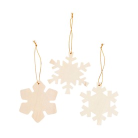 3 1/2" x 3 1/2" DIY UnfinishedWood Snowflake Ornaments - 12 Pc.