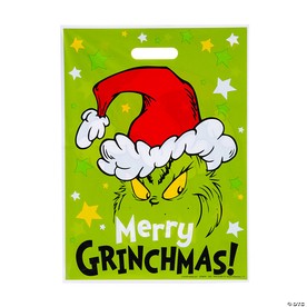12 1/2" x 17" Bulk  50 Pc. Large Dr. Seuss™ The Grinch Christmas Plastic Goody Bags