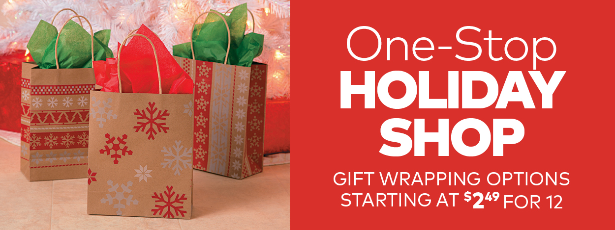 One-Stop Holiday Shop. Gift Wrapping Options Starting at $2.49 for 12.