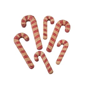 Carved Wood Candy Cane Ornaments - 6 Pc.