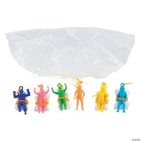 1 1/2" Bulk 72 Pc. Assorted Bright Colors Mini Vinyl Paratroopers