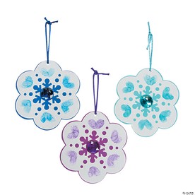 4 1/2" Thumbprint Snowflake Christmas Ornament Craft Kit - Makes 12
