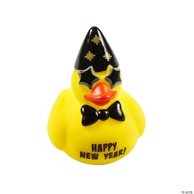 2" New Year’s Eve Rubber Ducks with Star Glasses - 12 Pc.
