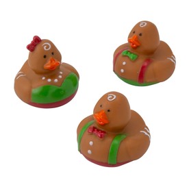 2" Christmas Gingerbread Character Brown Rubber Ducks - 12 Pc.