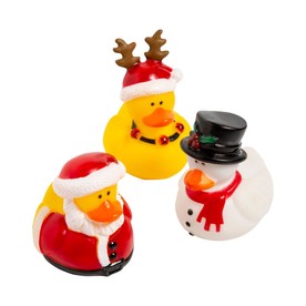 2" Holiday Characters Santa, Reindeer & Snowman Rubber Ducks - 12 Pc.