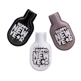 2 1/2" Mini Happy New Year Black, Gray & White Clicker Toys - 12 Pc.