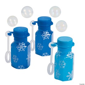 1 3/4" Bulk 48 Pc. Mini Snowflake Plastic Bubble Bottles with Wand