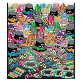 296 Pc. Beistle Neon Glow New Year’s Eve Accessories Super Bonanza Assortment for 100