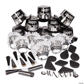 52 Pc. Black & White New Year's Eve Party for 25
