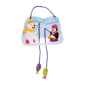 6" x 4 1/4" Winter Animals Ice Fishing Sign Foam Craft Kit - Makes 12