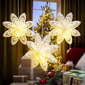 17" White Light-Up Hanging Paper Snowflakes – 3 Pc.