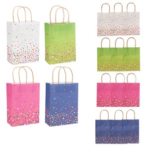 6-1/2" x 9" Bright Sprinkle Kraft Paper Gift Bags - 12 Pc.