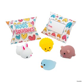 1 1/2" Mini Woodland Animal Mochi Squishies Valentine Exchanges with Cards for 12