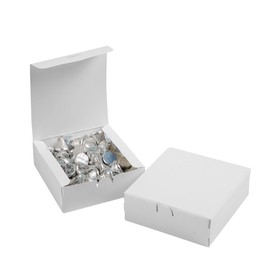 5" x 4 1/2" x 2" White Square Cardstock Party Favor Boxes - 12 Pc.