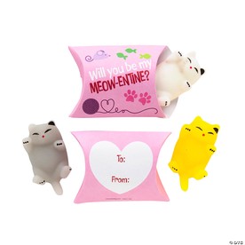 Cat Mochi Squishies Valentine Exchanges with Pillow Box for 12