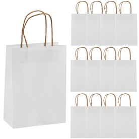 7" x 13" Medium White Kraft Paper Gift Bags - 12 Pc.