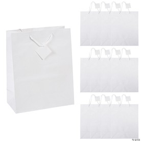 10 1/2" x 13" Large White Gift Bags - 12 Pc.