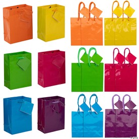 4 3/8" x 5 1/2" Small Neon Gift Bags - 12 Pc.