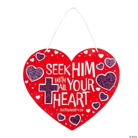 7 3/4" x 6 1/2" Religious Seek Him Heart Sign Craft Kit - Makes 12
