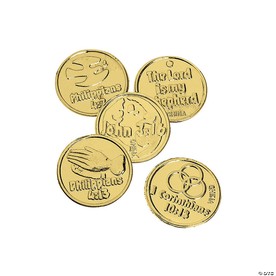 1 1/4" Bulk 144 Pc. Bible Verse Goldtone Plastic Coin