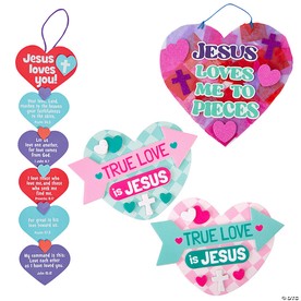 Religious Valentine Hearts Craft Kit Assortment - Makes 36