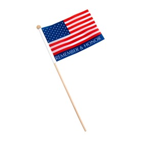 6" x 4" Small Memorial Day Cloth Flags on Wooden Sticks - 12 Pc.