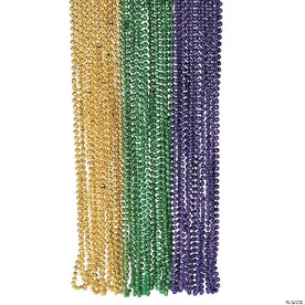 Bulk 48 Pc. Metallic Faceted Mardi Gras Bead Necklaces