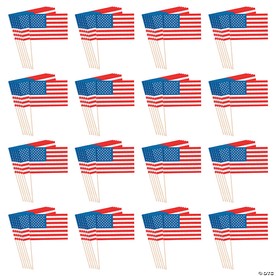 4 1/2" x 3" Bulk 144 Pc. Small Paper American Flags on Sticks