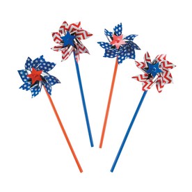11" Patriotic American Spirit Plastic Pinwheels - 36 Pc.