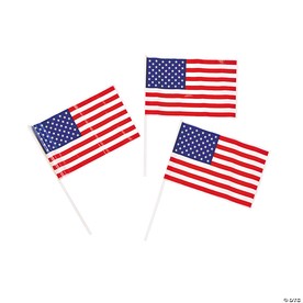 6" x 4" Bulk 72 Pc. Small Plastic American Flags on Plastic Sticks